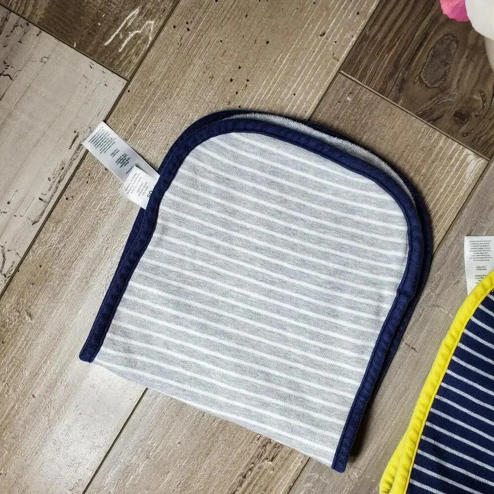 Carter's One Size Baby Burp Cloth Bundle Blue Gray Yellow Striped EUC